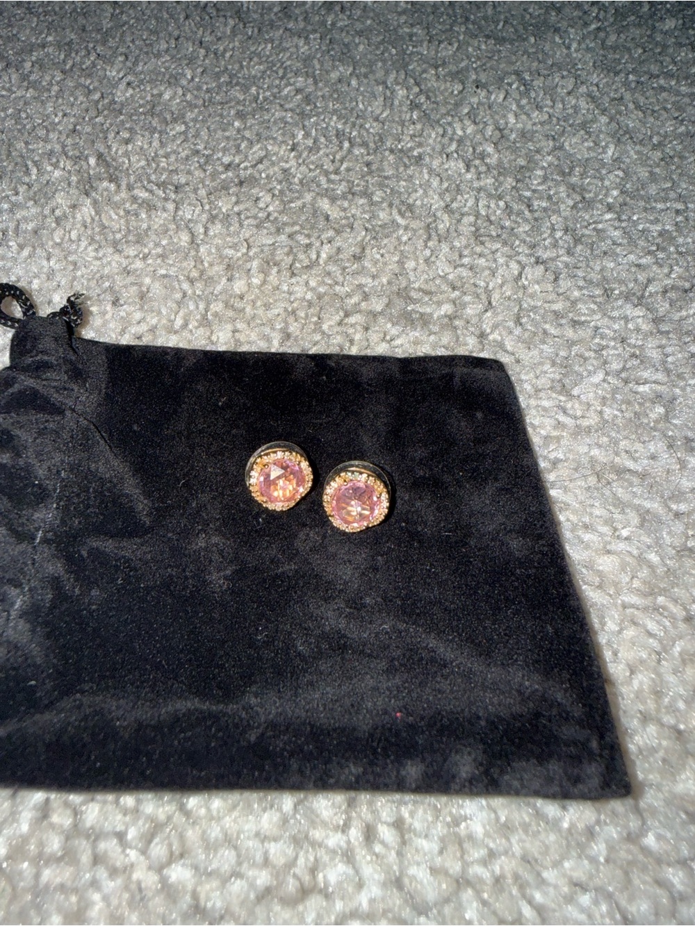 Kate Spade Pink Crystal Stud Earrings Gold Tone